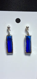 Repurposed Blue Glass Earrings