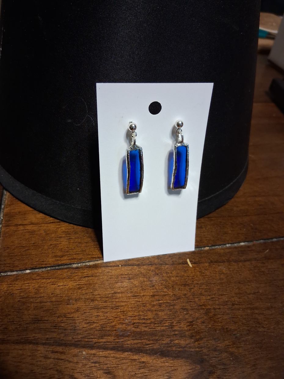 Repurposed Blue Glass Earrings