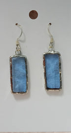 Stained Glass Dangle Earrings – Baby Blue Rectangles
