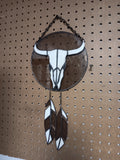 Rustic Stained Glass Longhorn Wall Hanging