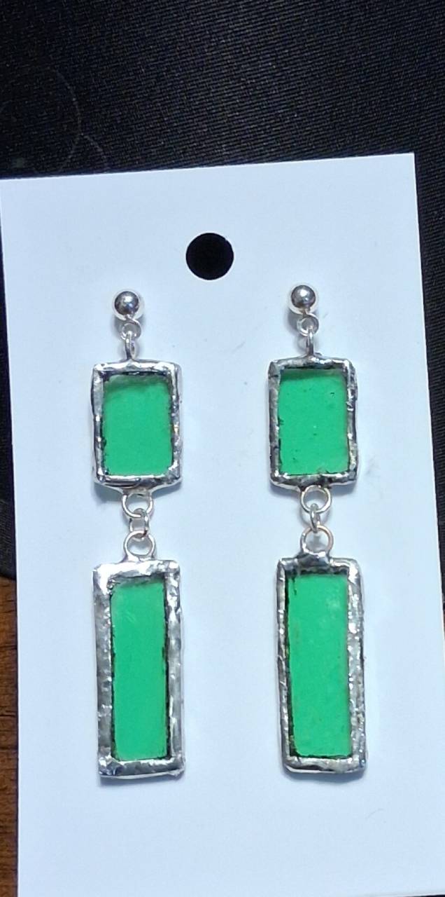 Sustainable stained glass earrings